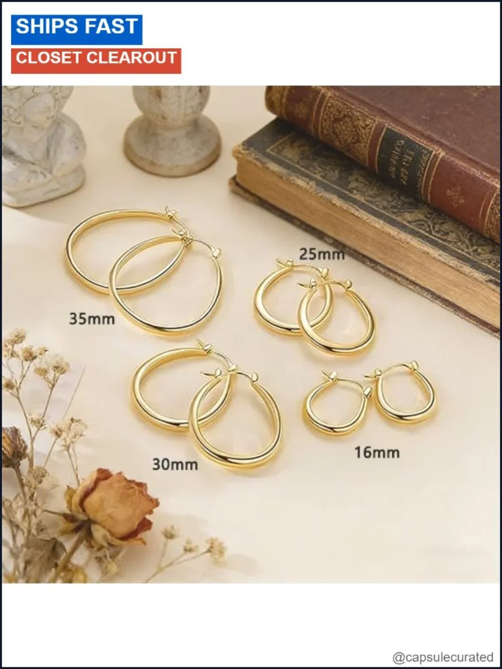 14K Gold Plated U-Shaped Hoop Earrings Women Minimalist Everyday 14K Gold Plated